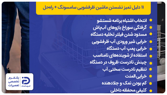 دلیل کثیف شستن ماشین ظرفشویی سامسونگ