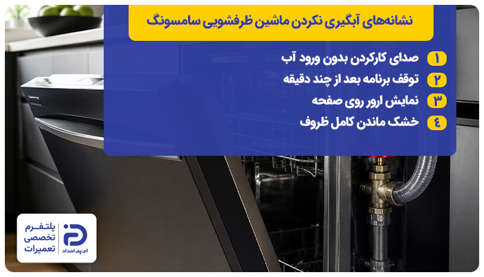 نشانه های آبگیری نکردن ماشین ظرفشویی سامسونگ