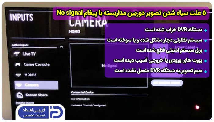 5 علت سیاه شدن تصویر دوربین مداربسته با پیغام No signal + راه‌حل