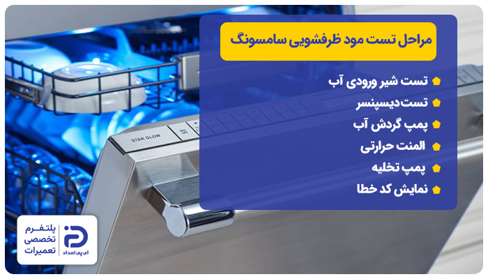 مراحل تست مود در ظرفشویی سامسونگ