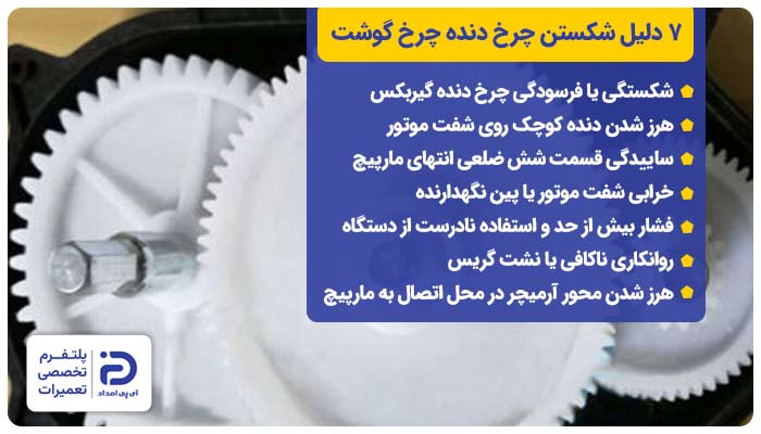 7 دلیل شکستن چرخ دنده چرخ گوشت + راهکار