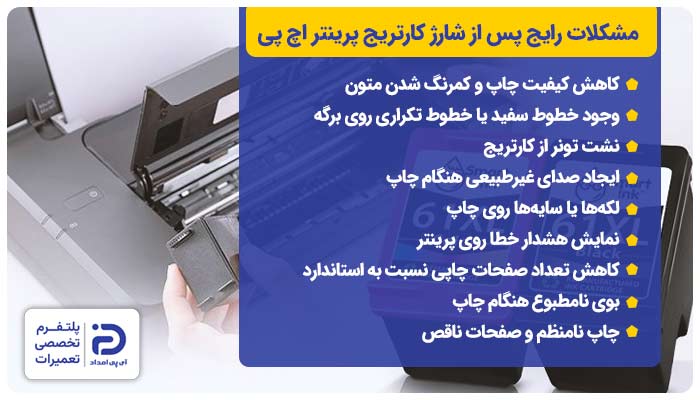 مشکلات رایج پس از شارژ کارتریج پرینتر اچ پی