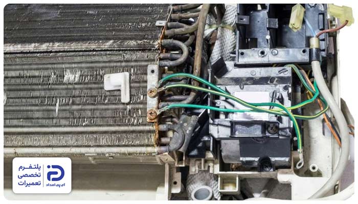 قطع شدن سیمهای برق داخلی دستگاه کولرگازی