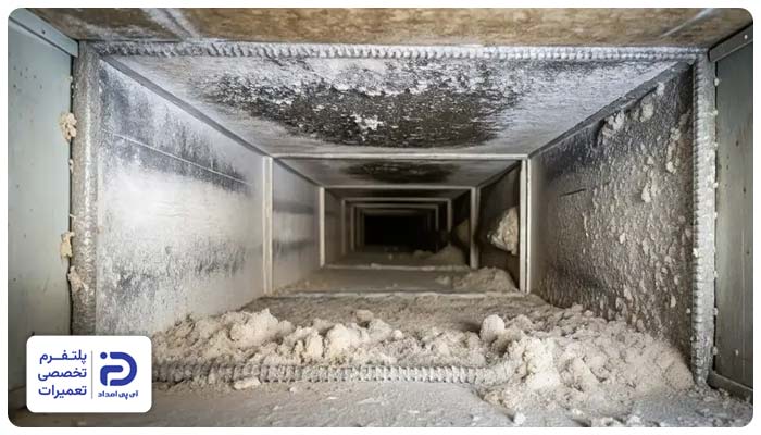 آلودگی و رشد کپک داخل کانال‌ کولر آبی