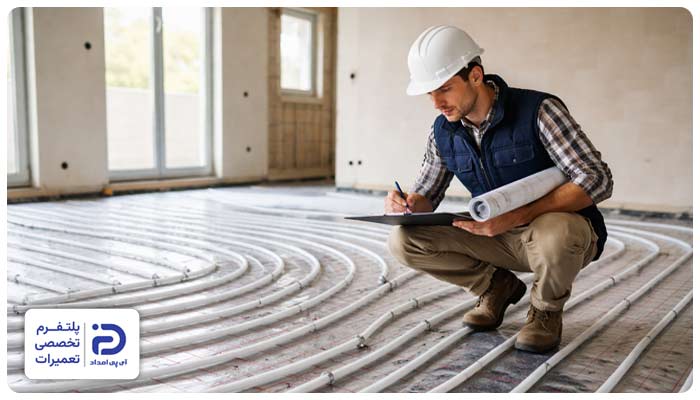 بررسی و بازدید اولیه محل اجرای گرمایش از کف