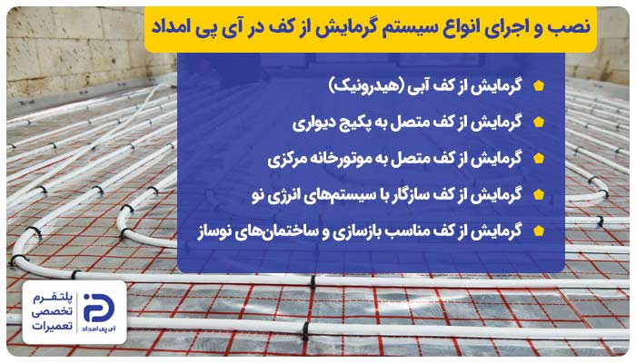 نصب و اجرای انواع سیستم گرمایش از کف در آی پی امداد