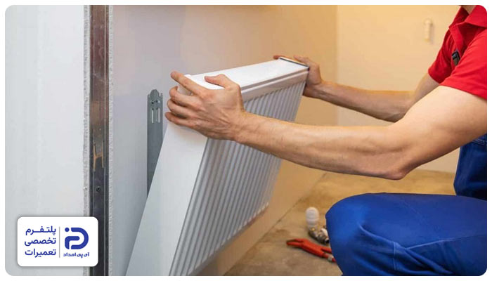 نصب براکت‌ها و اتصال رادیاتور شوفاژ