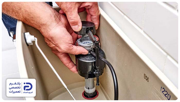 نصب پایه و بدنه فلاش تانک