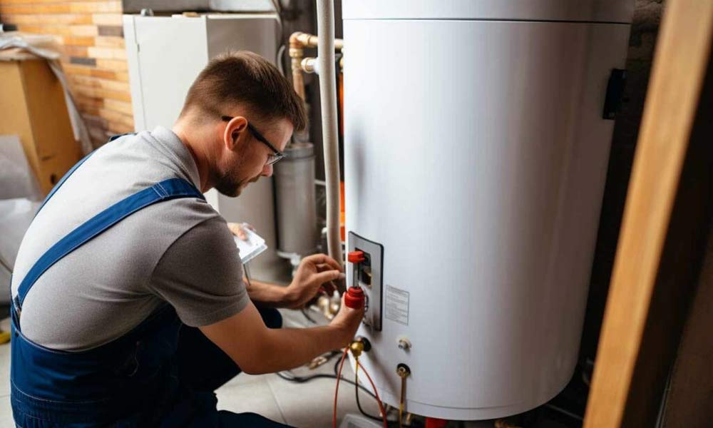 تعمیر و تعویض منبع دوجداره آب گرم موتورخانه