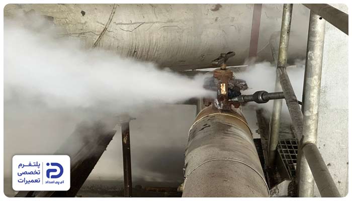 نشت آب یا بخار از اتصالات موتورخانه