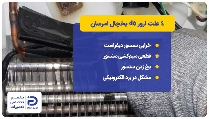 4 علت ارور d5 یخچال فریزر امرسان