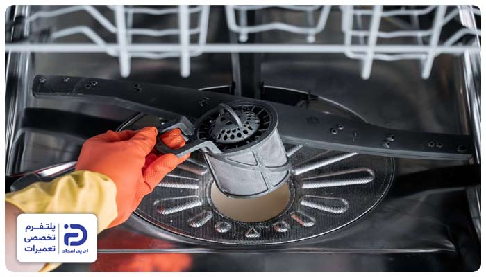 گرفتگی فیلتر تخلیه از دلایل ارور e1 ماشین ظرفشویی ال جی