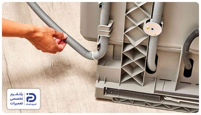 مشکل در اتصلات و شلنگهای ورودی و خروجی از دلایل ارور e1 ماشین ظرفشویی ال جی