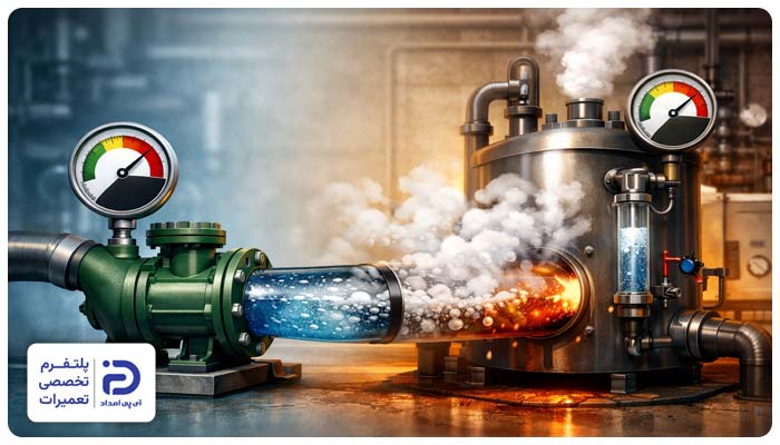 وجود اختلاف فشار مایع در مکش پمپ و فشار بخار مایع در موتورخانه