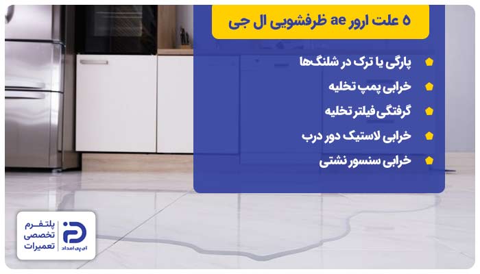 5 علت ارور ae در ماشین ظرفشویی ال جی