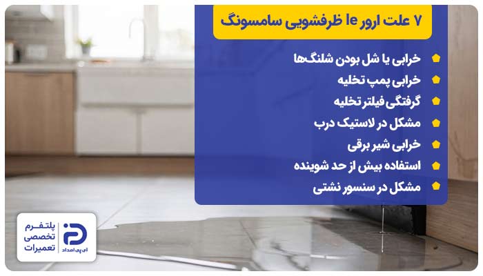 7 علت ارور le در ماشین ظرفشویی سامسونگ