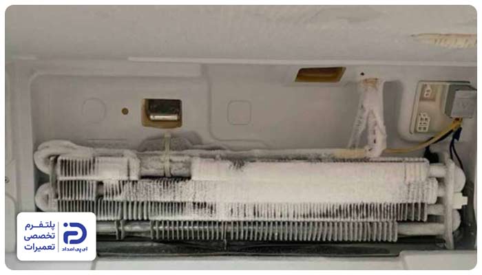 تجمع برفک و یخزدگی المنت علت خطای f9 یخچال اسنوا