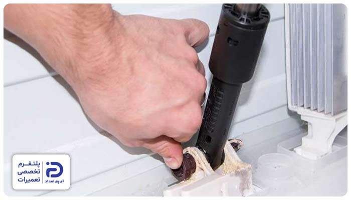 مشکل در کمک فنر یا پایه‌ها از دلایل ارور ue لباسشویی اسنوا