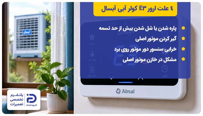 4 علت ارور E3 کولر آبی آبسال