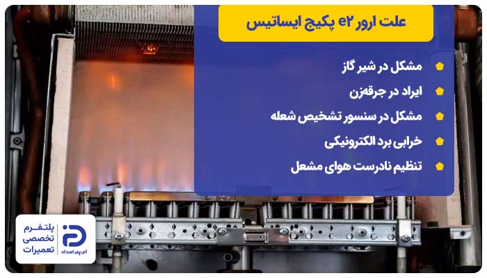 5 علت ارور e02 پکیج ایساتیس