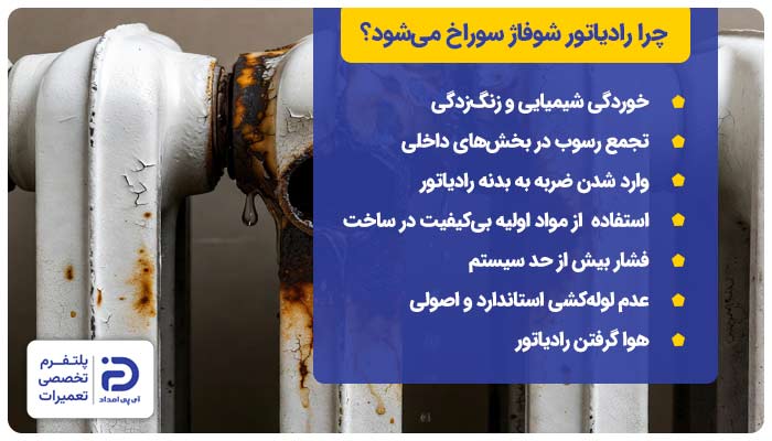 چرا رادیاتور شوفاژ سوراخ می‌شود؟