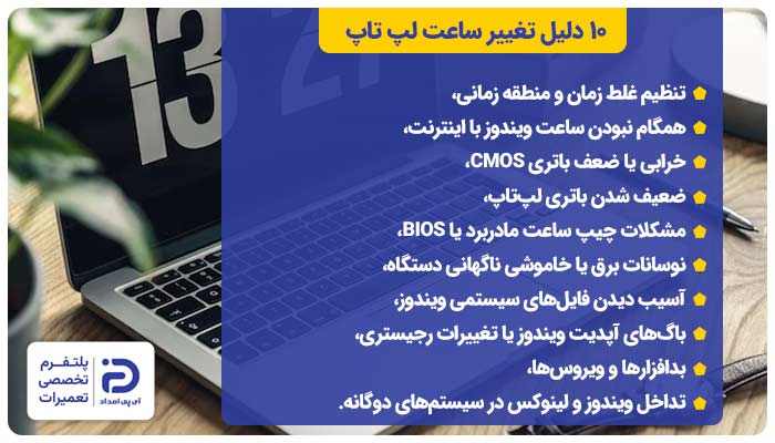10 دلیل تغییر ساعت لپ تاپ