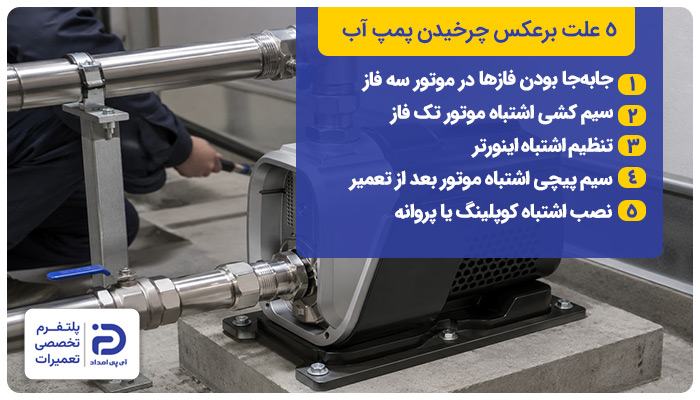 5 علت برعکس چرخیدن پمپ آب
