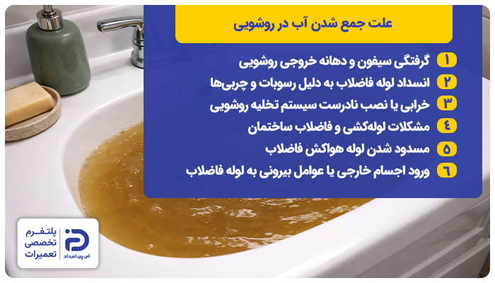 دلایل جمع شدن آب در روشویی