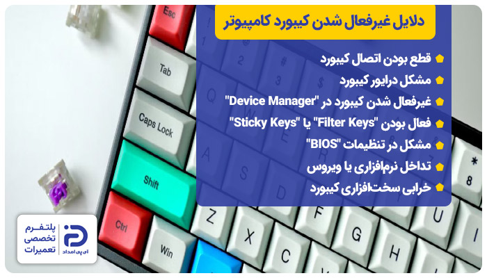 دلایل غیرفعال شدن کیبورد کامپیوتر