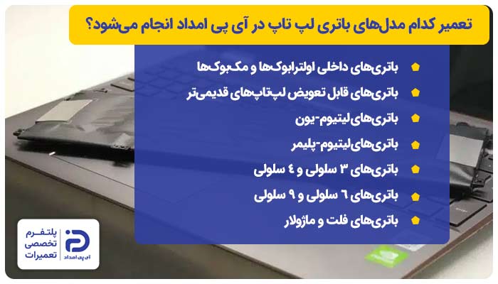 تعمیر و تعویض کدام مدل‌های باتری لپ تاپ در آی پی امداد انجام می‌شود؟
