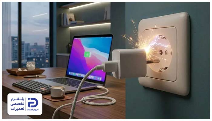 جرقه زدن آداپتور شارژر لپتاپ به دلیل جریان هجومی و اختلاف ولتاژ