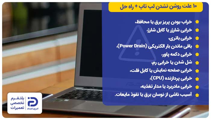 10 علت روشن نشدن لپ تاپ + راه حل