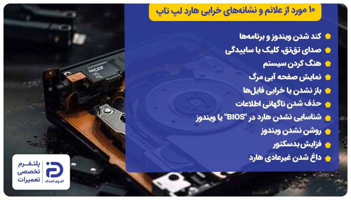 ۱۰ نشانه و علامت خرابی هارد دیسک لپتاپ