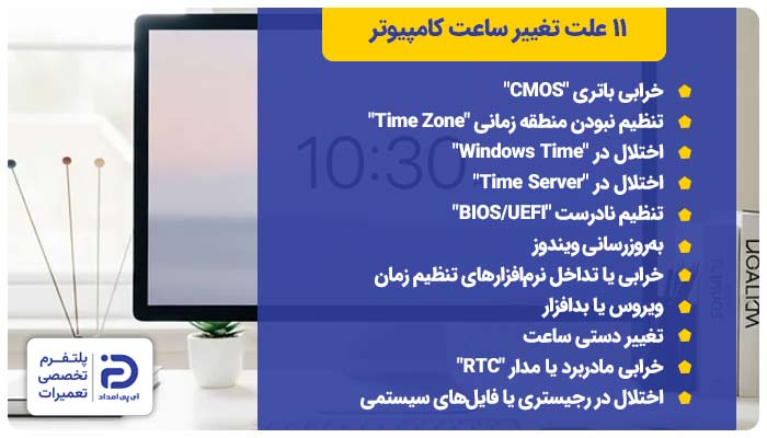 11 علت تغییر ساعت کامپیوتر