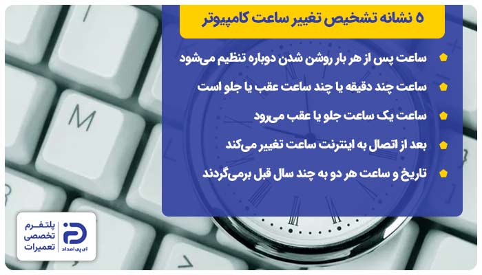 5 نشانه برای تشخیص علت تغییر ساعت کامپیوتر