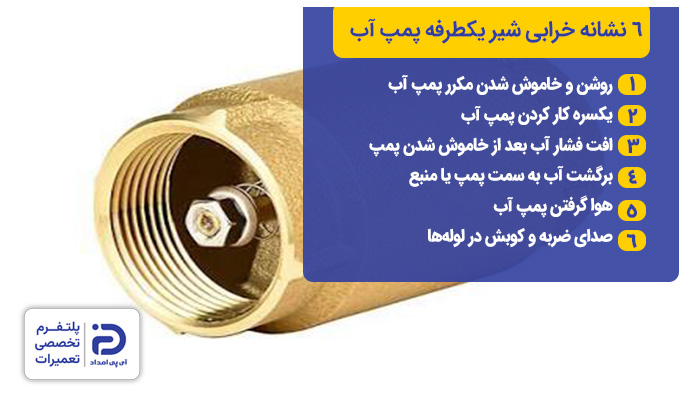 6 نشانه خرابی شیر یکطرفه پمپ آب
