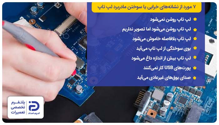 7 مورد از نشانه‌های خرابی یا سوختن مادربرد لپ تاپ