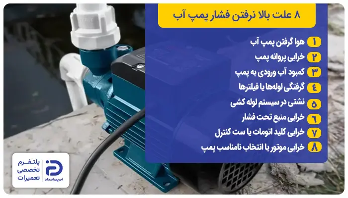 8 علت بالا نرفتن فشار پمپ آب