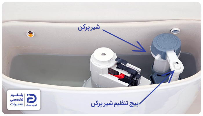 تنظیم نبودن ارتفاع فلوتر، علت آب دادن فلاش تانک توالت فرنگی