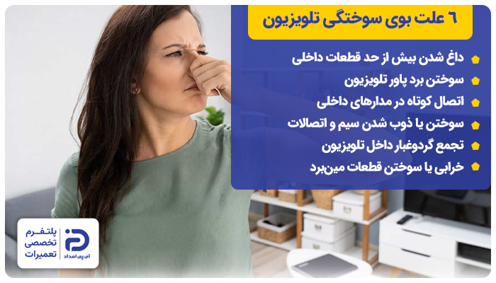 6 علت بوی سوختگی تلویزیون