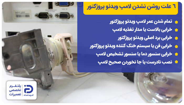 6 علت روشن نشدن لامپ ویدئو پروژکتور