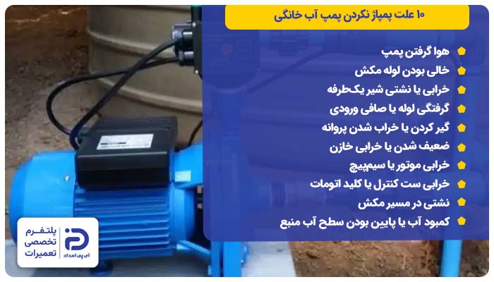 10 علت پمپاژ نکردن پمپ آب خانگی
