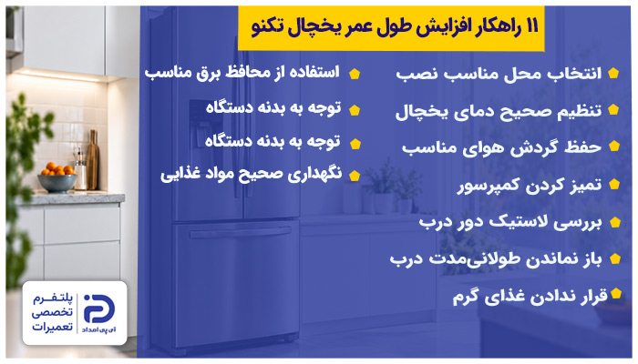 11 راهکار افزایش طول عمر یخچال تکنو