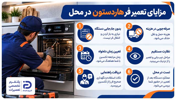 مزایای تعمیر فر توکار هاردستون در محل