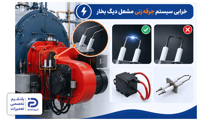 خرابی سیستم جرقهزنی علت خاموش شدن مشعل دیگ بخار