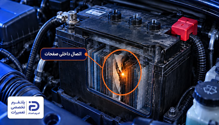 اتصال کوتاه داخلی بین صفحات علت ترکیدن باتری ماشین