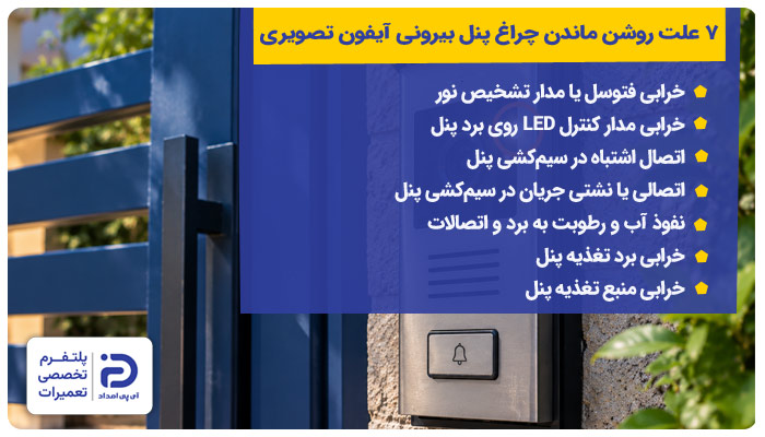 7 علت روشن ماندن چراغ پنل بیرونی آیفون تصویری