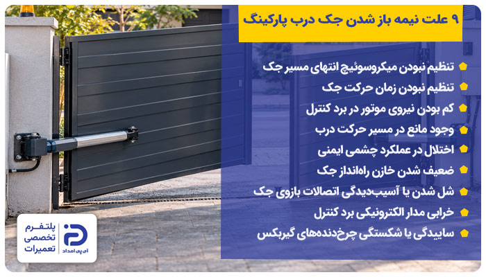 9 علت نیمه باز شدن جک درب پارکینگ
