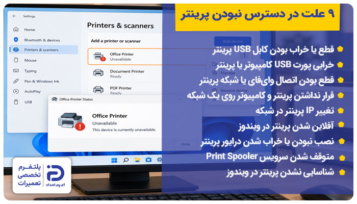 9 علت در دسترس نبودن پرینتر