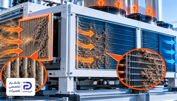 گرفتگی فیلتر هوا و کثیف شدن کندانسور علت بوق زدن چیلر دستگاه لیزر